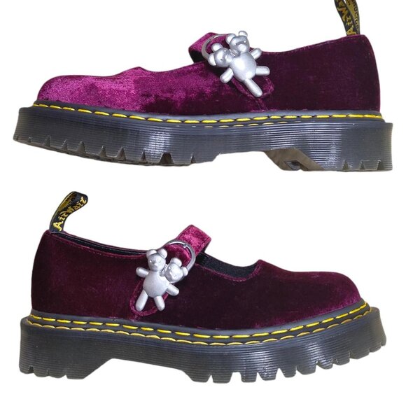 Heaven Marc Jacobs Cherry Red Maroon Velvet Platform Mary Janes Size US 9 - Picture 2 of 8